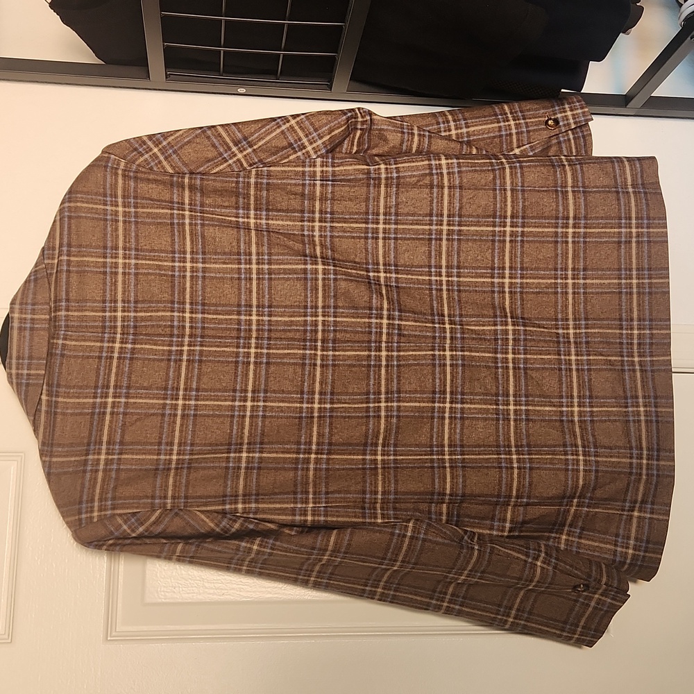 NWT Lovers And Friens Leah Blazer in Brown Plaid Multi Small - Picture 9 of 10
